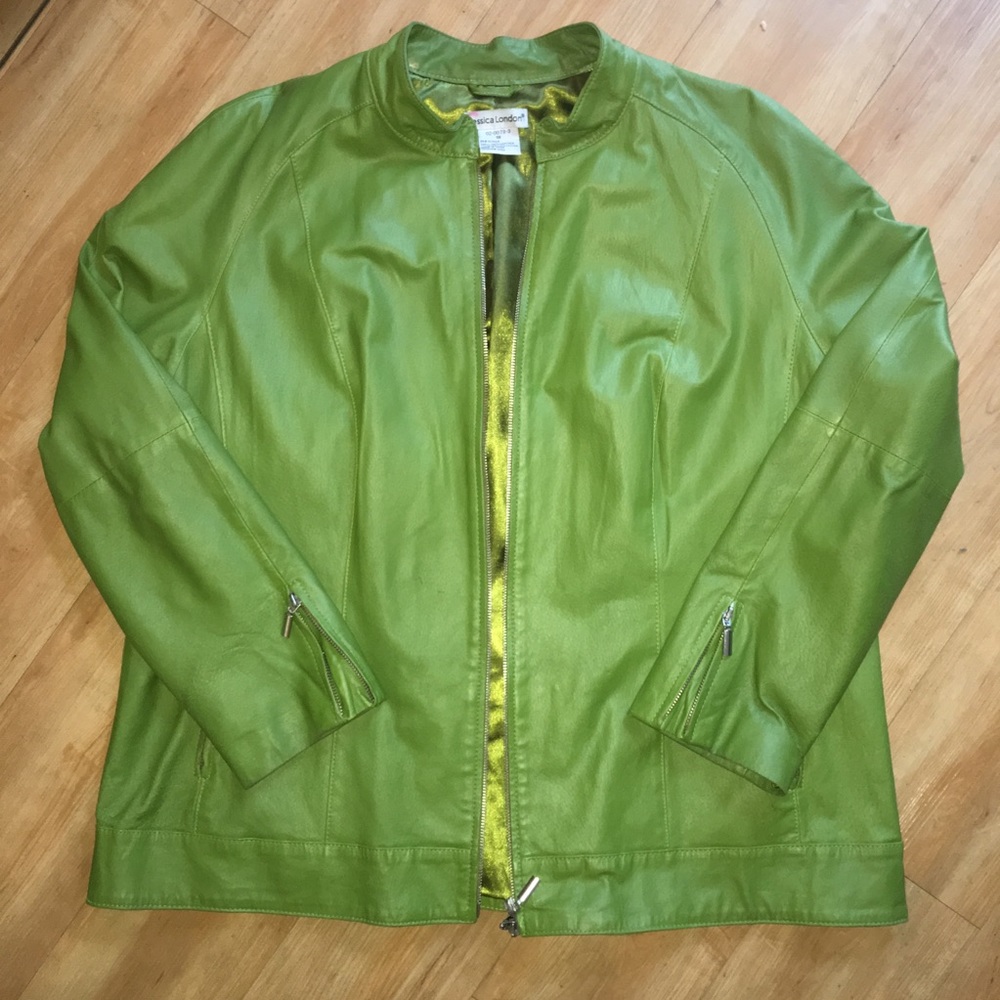 Early 2000s Dark Lime Green Moto Leather Jacket